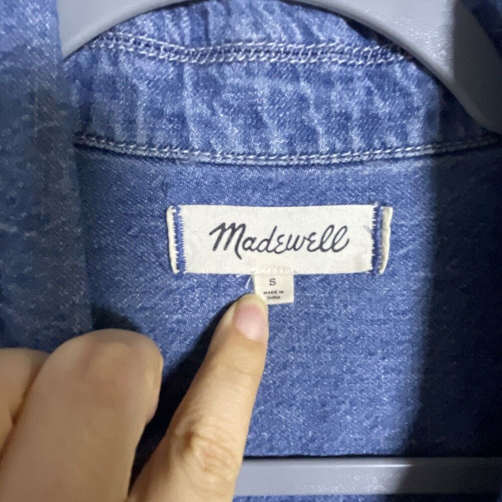 Madewell Womens Coverall Jumpsuit Jean Small Denim Cotton Linen Ankle Blue Zip - Picture 4 of 9